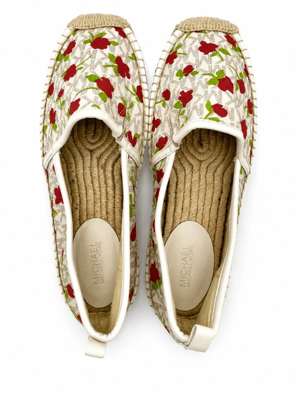 MICHAEL Michael Kors Cherry Logo Espadrille Slip On Flats Shoes Retro Size 7
